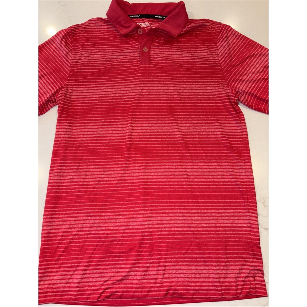 Nike Tour‎ Performance Polo Men's Small Golf Shirt Red White Stripe
